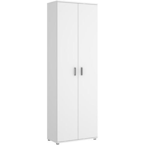 Abitare – Armoire à chaussures 2 portes – Blanc mat – Dimensions L 61 x P 35 x H 190 cm – 5 étagères réglables pour 6 paires de chaussures - 35x190h