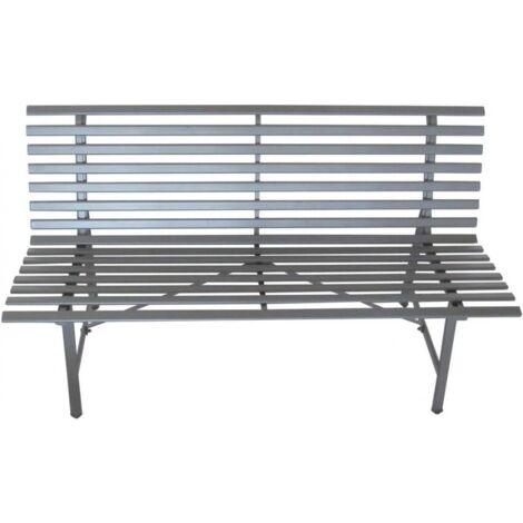 Abitare – Banc de jardin 3 places en métal laqué gris 129x64x80 cm – Structure robuste pour extérieur – Design accueillant et fonctionnel
