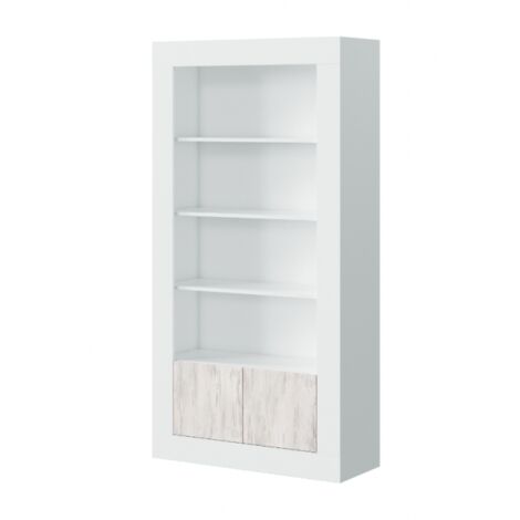 Abitare – Bibliothèque blanche mat 181 cm avec 2 portes et 5 étagères – Panneaux de mélamine – Poids supporté 45 kg – Pour aménagement intérieur