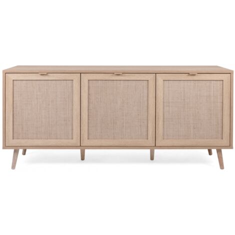 Abitare – Buffet chêne clair 150 x 71 cm – 3 portes – Étagères réglables – Design moderne pour rangement pratique