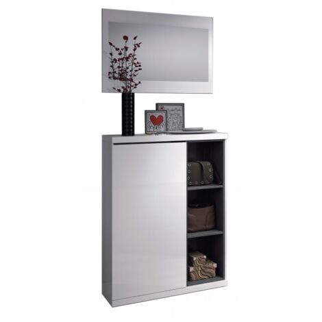 Abitare – Meuble d'entrée avec range-chaussures et miroir 79x25x108 cm – Structure mélaminée E1 – Capacité 12 paires de chaussures – Design moderne - 79x25x108h