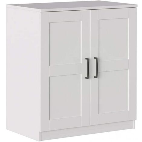 Abitare – Meuble vitrine 87 cm blanc mat – Structure panneaux composites – Dimensions L 80 x P 44,5 x H 87 cm – Design moderne et rangement pratique