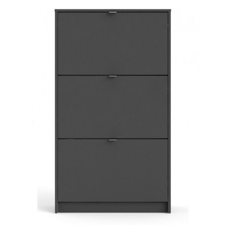 Abitare – Porte-chaussures double profondeur 123 cm gris anthracite – Étagères à chaussures en bois composite – 3 rabats pour rangement optimisé