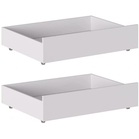 Abitare – Set de 2 commodes sous lit 100.5x68 cm blanc mat – Structure en panneaux de fibres composites – Équipées de roues pour extraction facile