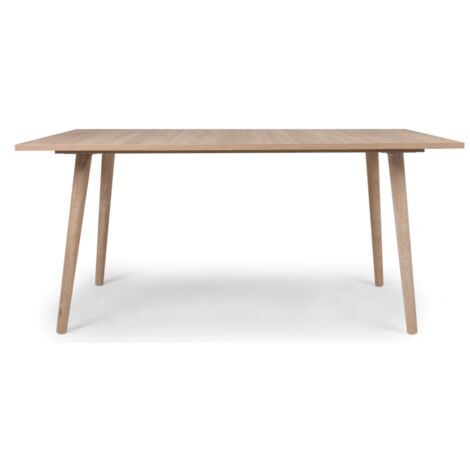 Abitare – Table de salle à manger 160x90 cm chêne clair – 4 à 6 places – Panneaux mélaminés et pieds en bois massif – Installation facile