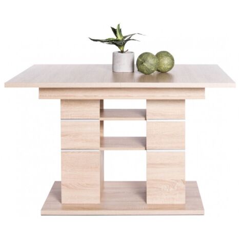 Abitare – Table extensible 120-159 x 80 cm chêne clair – Mécanisme d'extension coulissant – Pour repas familiaux et dîners entre amis
