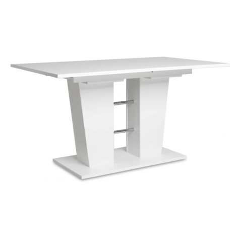 Abitare – Table extensible 140x180 cm blanc mat – Structure en panneaux de bois mélaminé – Hauteur 74,7 cm – Pour repas en famille