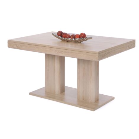 Abitare – Table extensible 140x220 cm chêne clair – Design moderne pour repas familiaux – Structure en bois mélaminé – Hauteur 79,5 cm