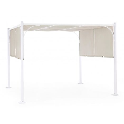Abitare – Tonnelle gazebo 3x3 m en acier blanc mat avec toile en polyester taupe – Dimensions L 300 x P 300 x H 225 cm – Poids 40 kg