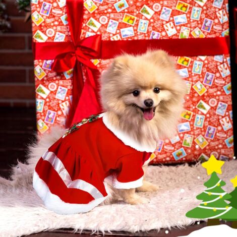 Abiti natalizi per cani - Costume cosplay per feste di Natale per animali domestici, rosso per cani di piccola e media taglia