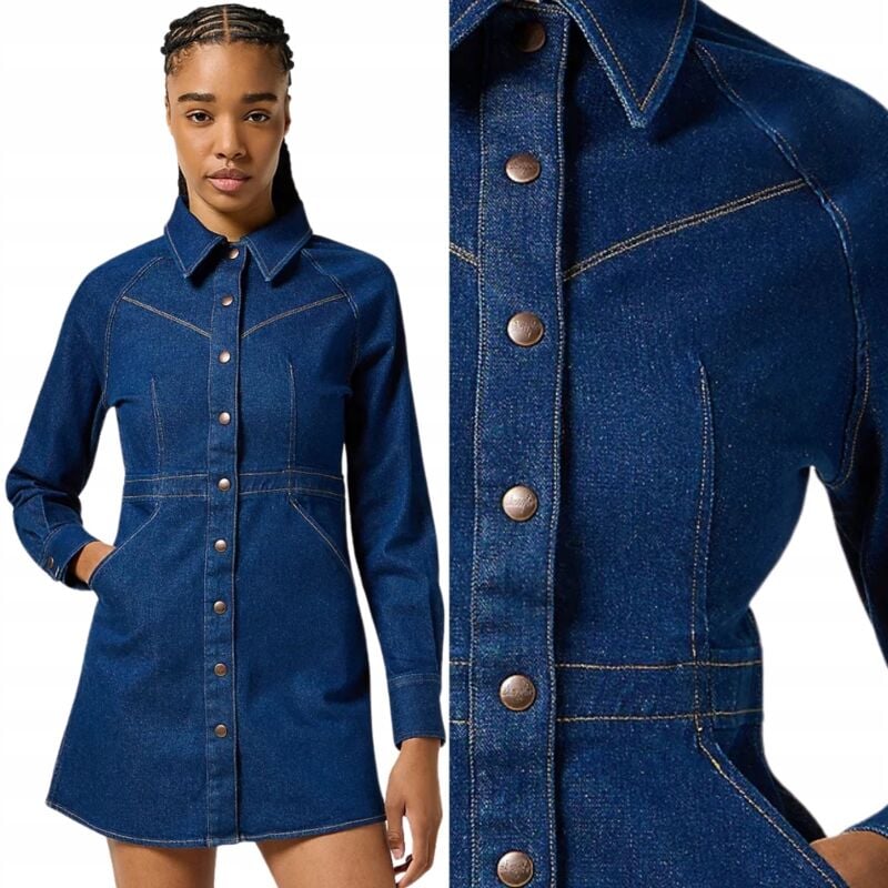 Image of Abito attillato Wrangler Blue Bella Abito attillato in denim blu navy M