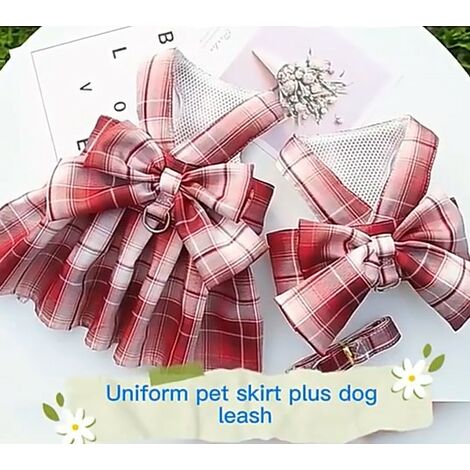 Abito Scozzese Gonna Pettorale + Guinzaglio L 35cm