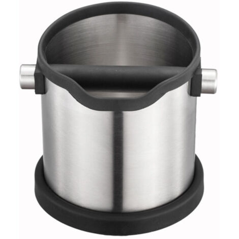 Abklopfbox, Tischkaffeebehälter aus Edelstahl, Kaffeesatzbehälter mit Silikon- und Gummirand. Eimer, Kaffeesatzbehälter oder Kapseln.