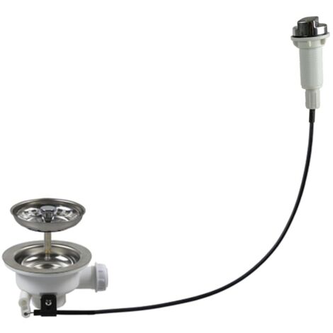 Ablaufgarnitur für Küchenspüle mit Seilzugsteuerung, Siebkorb (110 mm)