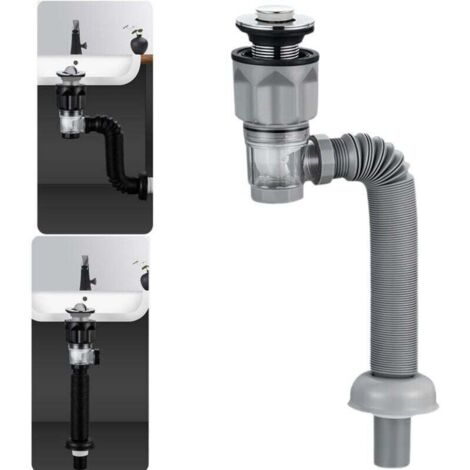 Ablaufgarnitur für Spülbecken mit ausziehbarem und flexiblem Ablauf, geruchsdicht, für 1-1/4", 1-1/2" und 2" Löcher (Bounce-Stil)