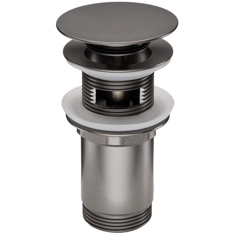 Ablaufventil titanium mit und ohne Überlauf mit Pop-Up Funktion, B/H/T 6,8/7,5/4,2 cm