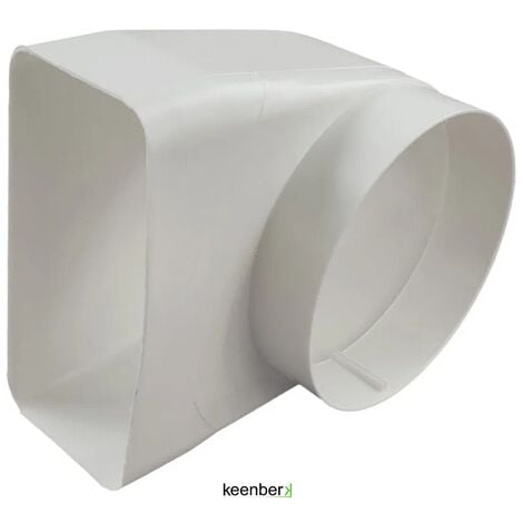 QUELLMALZ Abluft Flachkanal Umlenkstück - 90°, weiß, 125 mm Direktanschluss Dunstabzugshaube