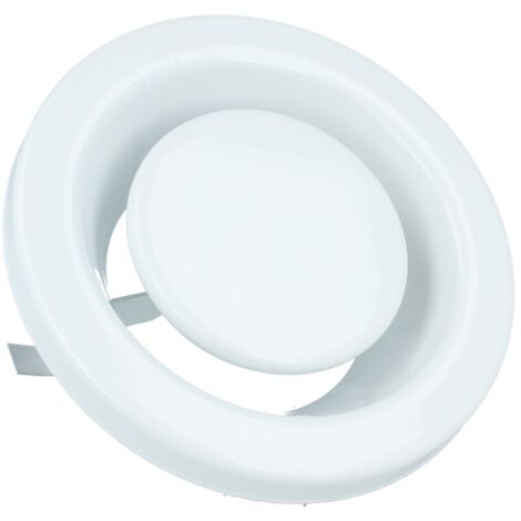 Abluftventil Stahl Weiss Zuluft Abluft mit Einbaurahmen verstellbar 100mm
