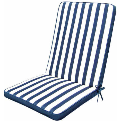 Abnehmbar und wasserdichtes Polyesterkissen mit mittlerer Rückseite 90 x 40 cm pro Stuhl - Blue
