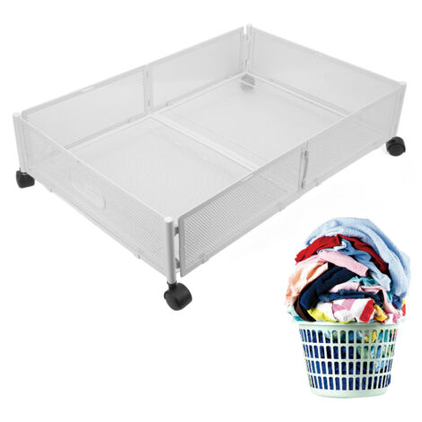 Abnehmbare Aufbewahrungsbox für unter das Bett mit Rollen – Weißer Metallgitter-Organizer zur Aufbewahrung