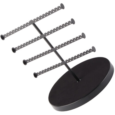 Abnehmbarer Schmuckhalter + Ständer mit Schutzfuß + Schmuckorganizer aus schwarzem/weißem Metall mit 72 Löchern für Ohrringe, Armbänder und Anhänger