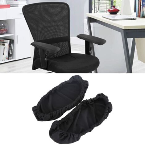 Abnehmbarer Schutzbezug für Büroarmlehnen (1 Paar) – Elastischer Polyesterbezug (Größe: 20 x 6 cm), Schwarz