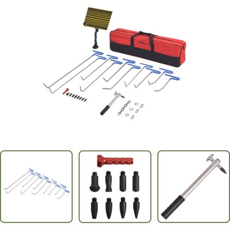 Abolladuras en automóvil -  Set reparación de abolladuras sin pintura acero inox 28 piezas