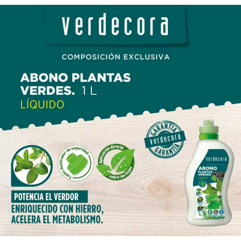 

ABONO LíQUIDO PLANTAS VERDES 1 LITRO - Verdecora