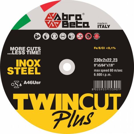 Abrabeta Disco Per Ferro Twin Cut Plus 230X2,0 Mm - 25 Pz