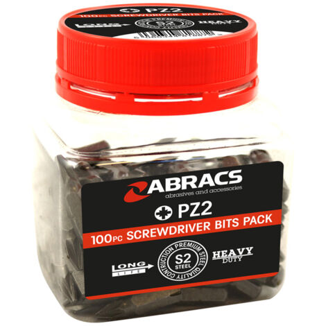 Abracs 100Pc PZ2 Screwdriver Bits - 25Mm -