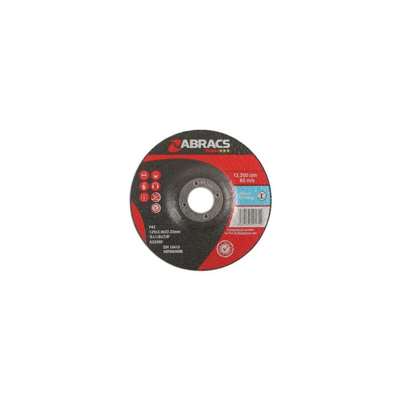 Abracs - DPC Metal Cutting Disc - 125mm x 3mm - Pack of 10 - 32051