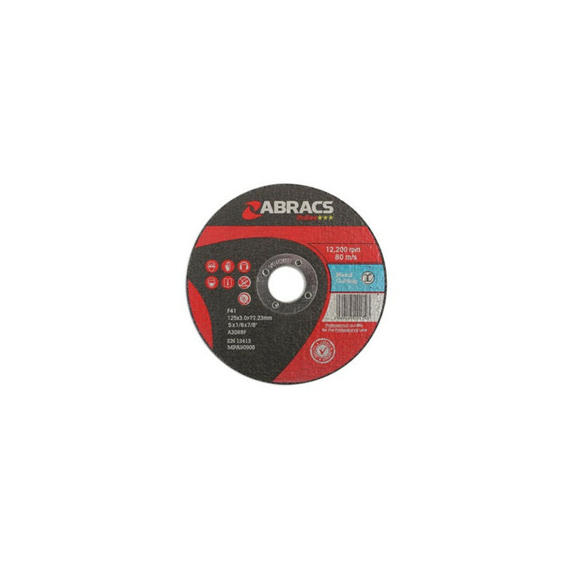 Abracs - Flat Cutting Discs - 125mm x 3mm - Pack of 10 - 32052