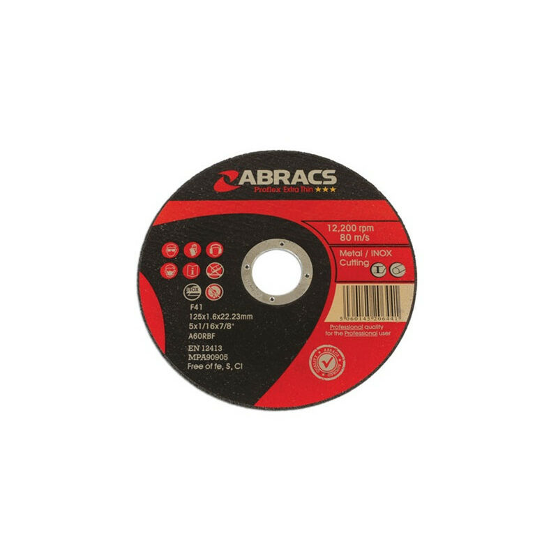 Abracs - Thin Cutting Discs - 125mm x 1.6mm - Pack of 10 - 32197