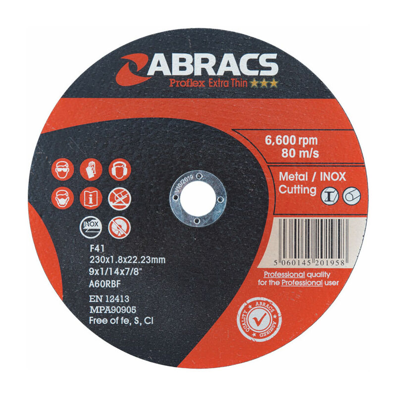 Connect Abracs Extra Thin Flat Cutting Discs 230mm x 1.8mm 25pc 32071