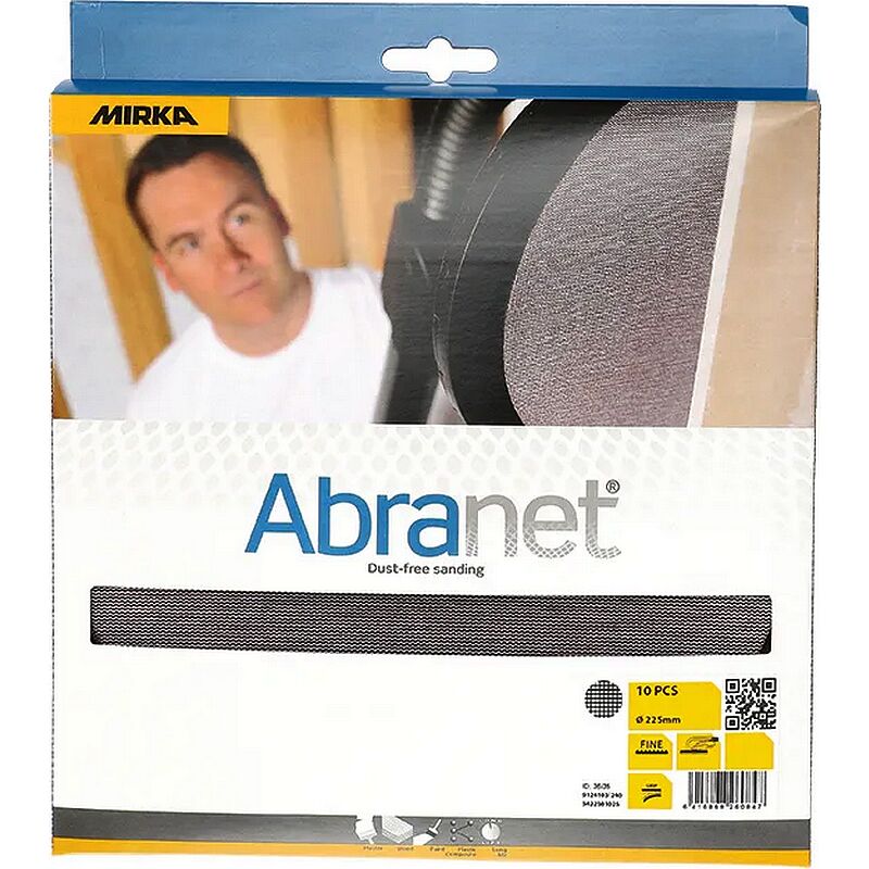 Disques abrasifs Abranet Mirka 225 mm auto-agrippant maille micro-perforée - Boite x10 Épaisseur du grain: p 120 (Intermédiaire: Finition)