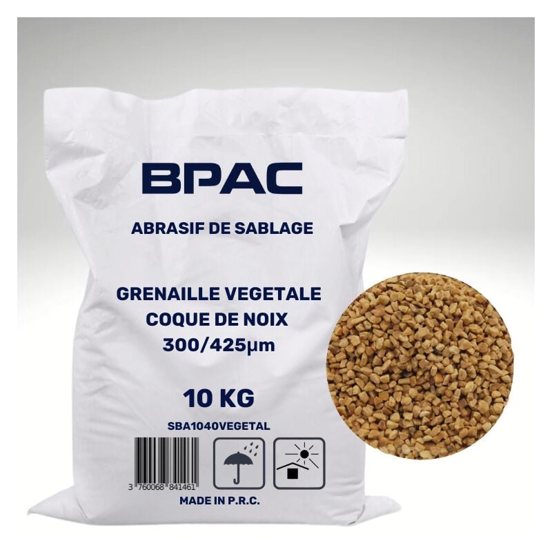 Abrasif grenaille vegetale Bpac 300 à 425 microns - 10KG - Abrasif doux