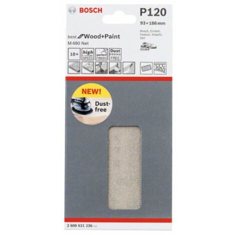Abrasif maillé Bosch M480 93x186 mm P120 10 unités