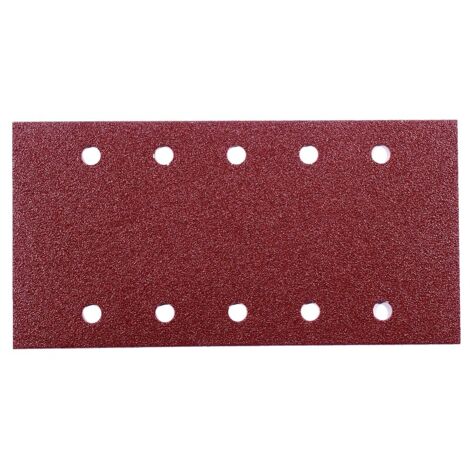 Abrasifs auto-agrippants pour ponceuse vibrante oxyde d'aluminium KP222 perforés 10 trous 115x250mm Grain 120 en boîte de 50 - VSM