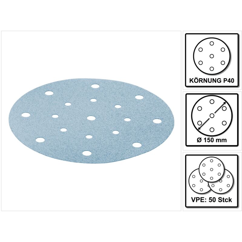 Festool - stf D150/16 P40 gr / 50 Abrasifs Ø150 mm 50 Pièces ( 496975 )