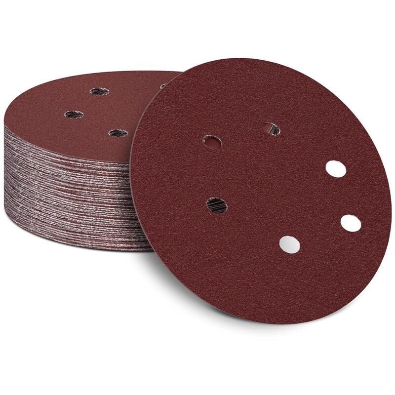 Abrasive and sandpaper. Pack of 50 self-adhesive sanding discs, 150 mm (15.2 cm) - Hook and loop sandpaper for random orbital sanders (80 grit)