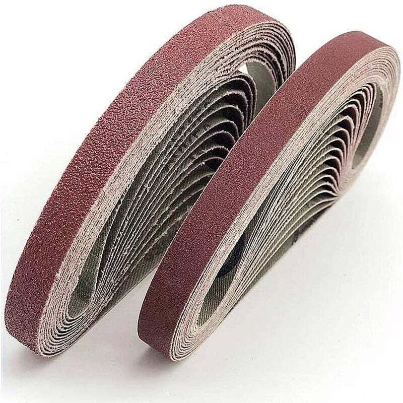 Abrasive belt 13 x 457 mm. 5 different grits (6 x 40/80/120/180/320). Abrasive belt set for Black & Decker Powerfield belt sanders (30 pieces).