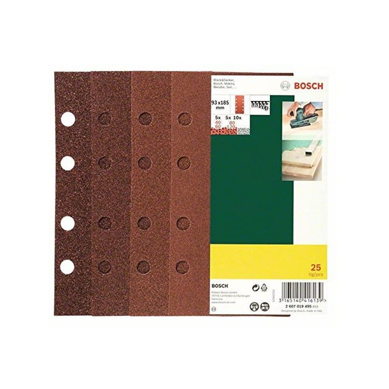 Abrasivi 93x185 assortiti per 25 per levigatrice mac allister