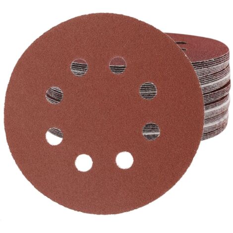 Abrasivos Papel de lija de grano 80 de 125 mm, 50 unidades, disco de lijado de 8 agujeros para lijadora orbital