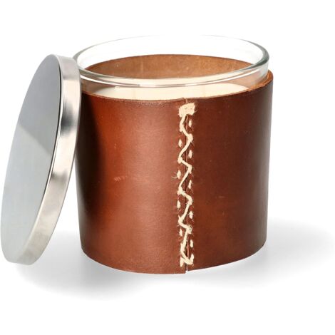 ABRATO Lampe parfumée 10 x 10 cm dans un verre No2 avec support en cuir SSG Parfum unique