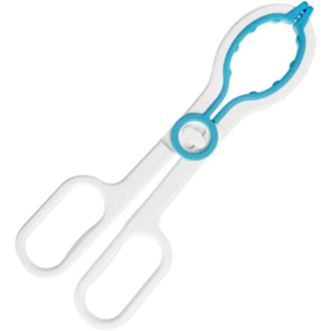 Abrazadera antideslizante para biberones, práctica y ergonómica, color azul.