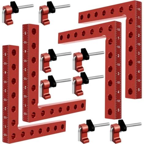 Abrazadera de 90 grados, abrazadera para gabinete, soporte angular de aluminio de 14 x 14 cm (5,5 x 5,5 pulgadas), herramienta para carpintería, abrazadera de ángulo recto, abrazadera para cajón, abra