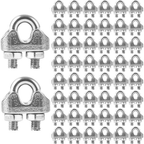Abrazadera de cable de acero inoxidable, abrazadera de cable de acero, abrazadera de cable con soporte en forma de U para cable de acero, alambre y cordón, 40 piezas-M3-3 mm