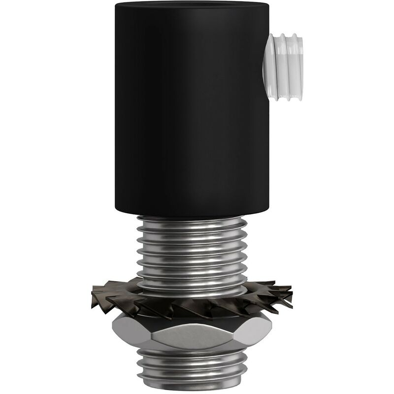 

Creative Cables - Abrazadera de cable metálico cilíndrico con varilla, tuerca y arandela | Negro - Negro