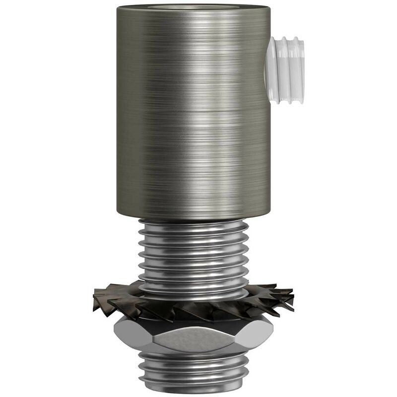 

Creative Cables - Abrazadera de cable metálico cilíndrico con varilla, tuerca y arandela | Titanio satinado - Titanio satinado