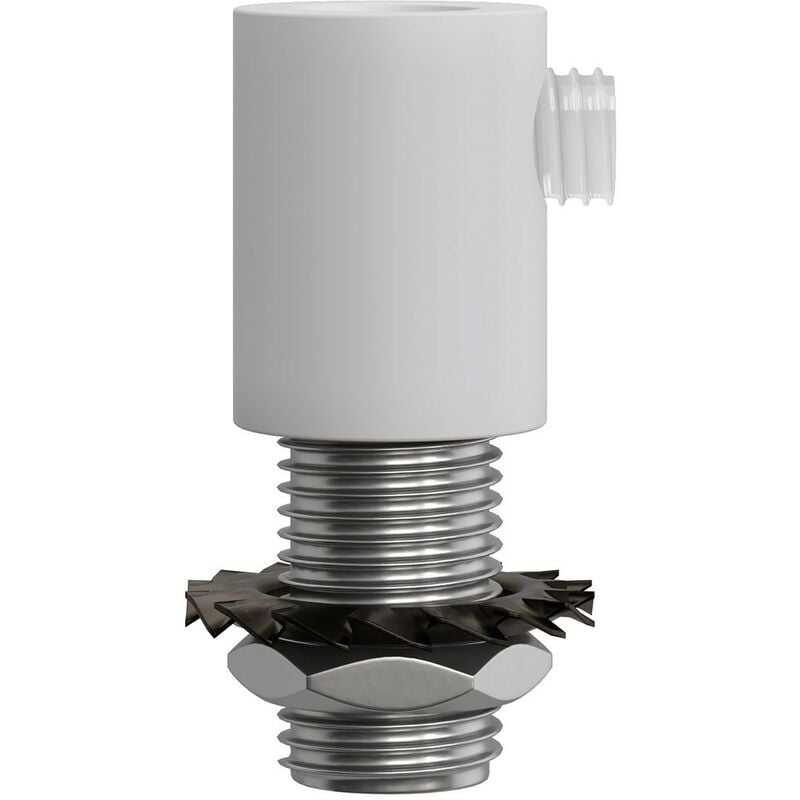 

Creative Cables - Abrazadera de cable metálico cilíndrico con varilla, tuerca y arandela | Blanco - Blanco